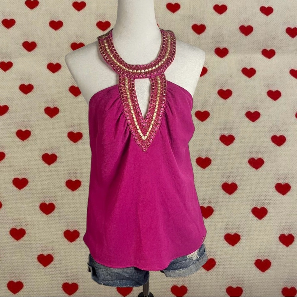 bebe hot pink halter top